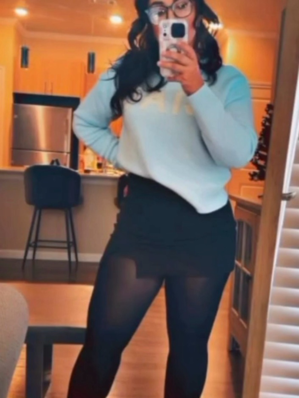 Black Mini Skirt with Front Slit